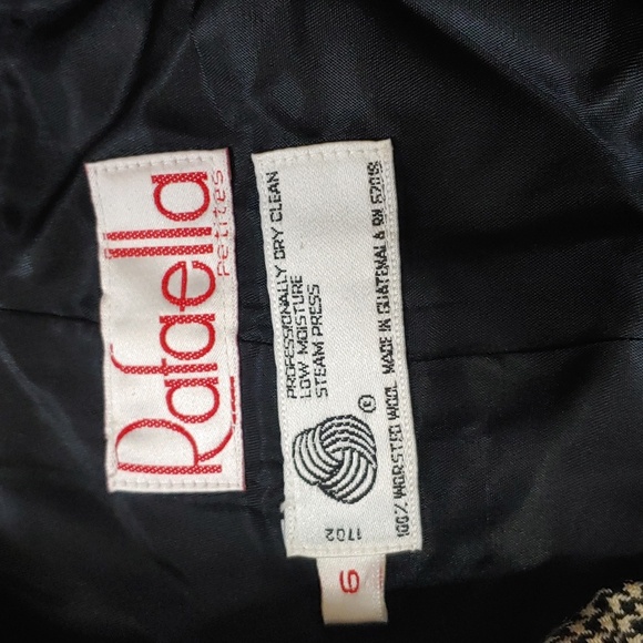 VTG Rafaella Houndstooth Wool Blazer Women's Black And White Sport Coat Size 6 - Picture 2 of 7